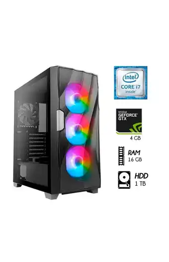 Tiendas EFE Cpu gamer intel core i7 16gb 1tb hdd nvidia gtx1050 4gb case 500w led oferta