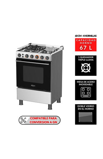 Tiendas EFE Cocina de pie a gas klimatic 24 4 hornillas lindau oferta