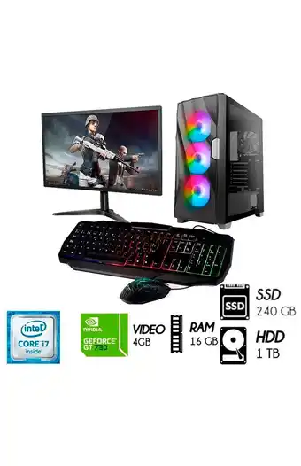 Tiendas EFE Computadora pc gamer 24 core i7 3.2 ghz ram 16gb video gt 730 4gb 1tb + ssd 240gb case led oferta
