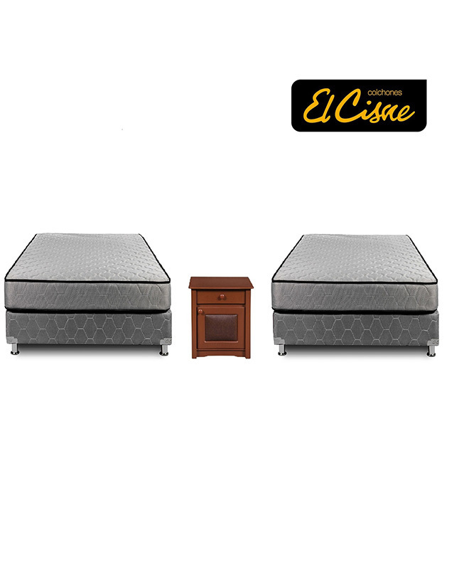 Tiendas EFE Cama el cisne doble basic 1.5plz+ 1 velador oferta
