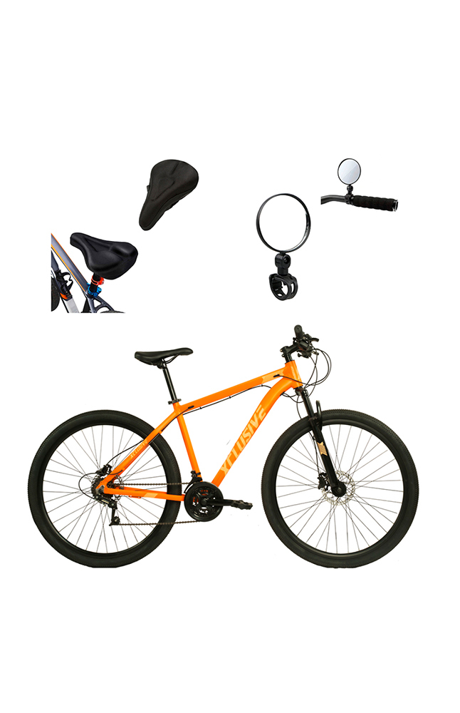 Tiendas EFE Bicicleta xclusive aluminio aro 29 naranja + funda de asiento + espejo oferta
