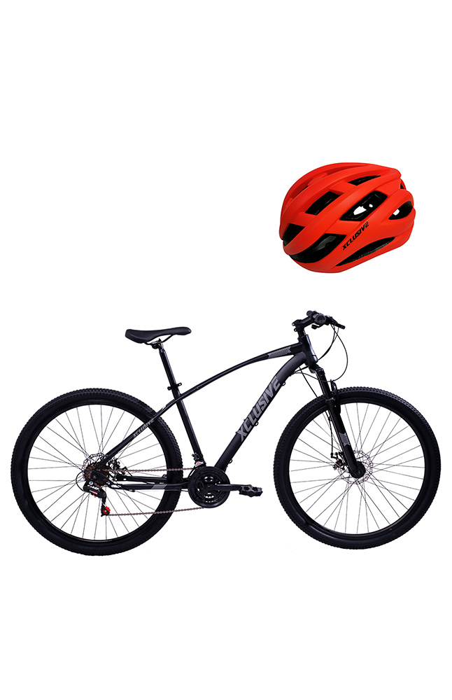Tiendas EFE Bicicleta xclusive acero aro 29 negro + casco mtb rojo l oferta