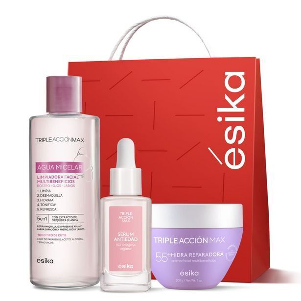 Ésika Set antiedad: agua micelar + sérum facial + crema de rostro 55+ triple acción oferta
