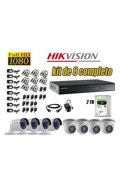 Tiendas EFE Kit hikvision 8 cámaras de seguridad full hd 1080p p2p + disco 2tb oferta