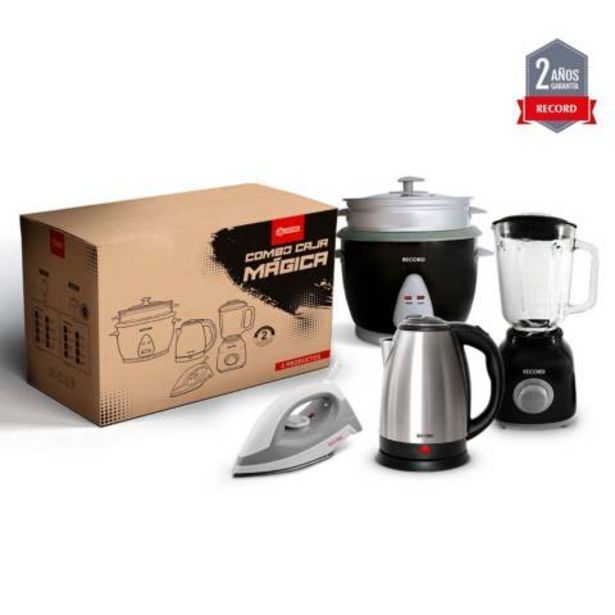Linio Record combo x4 caja mágica - licuadora arrocera plancha y hervidor oferta