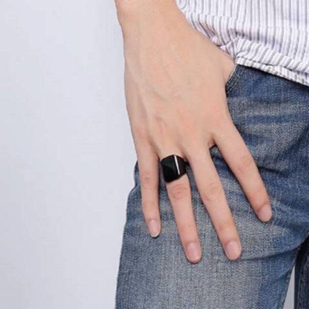 Maestro Anillo negro de acero inoxidable oferta