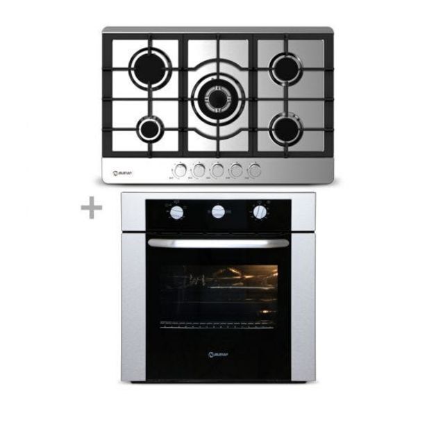 Hiraoka Cocina a gas empotrable miray cme-76ga 5 hornillas + horno empotrable gn/glp miray hme-71g oferta