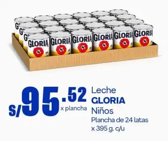 Makro LECHE GLORIA NIÑOS PLANCHA DE 24 LATAS X 395 G. c/u oferta