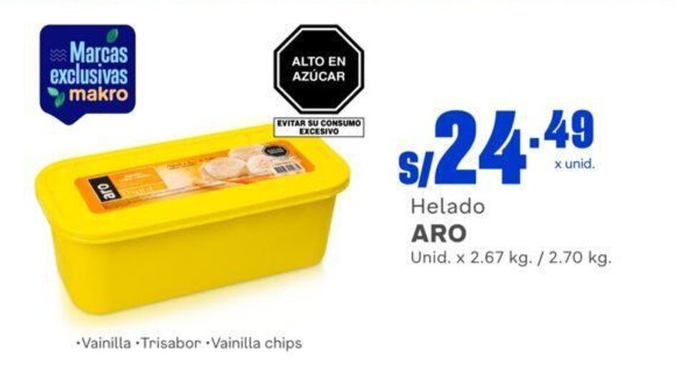 Makro Helado ARO Unid. x 2.67 kg. / 2.70 kg. oferta