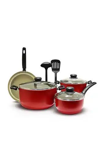 Tiendas EFE Set de ollas antiadherentes de 9pzs record rojo oferta