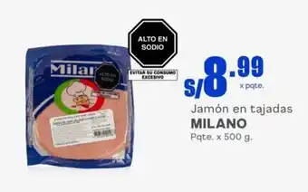 Makro Jamón en tajadas MILANO Pqte. x 500 g. oferta