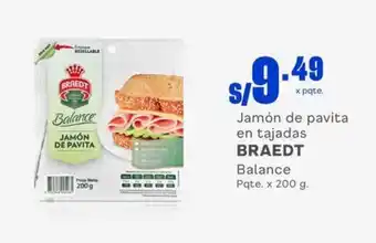 Makro Jamón de pavita en tajadas BRAEDT Balance Pqte. x 200 g. oferta