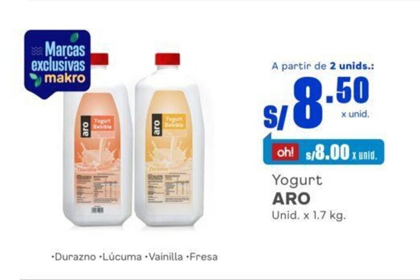 Makro Yogurt ARO Unid. x 1.7 kg. oferta