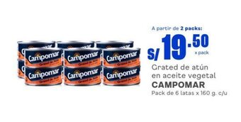 Makro Grated de atún en aceite vegetal CAMPOMAR Pack de 6 latas x 160 g. c/u oferta