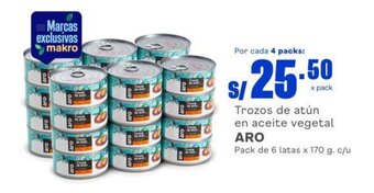 Makro Trozos de atún en aceite vegetal ARO Pack de 6 latas x 170 g. c/u oferta
