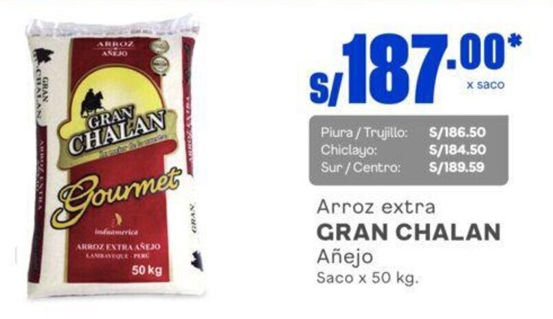 Makro Arroz extra GRAN CHALAN Añejo Saco x 50 kg. oferta