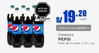Makro Gaseosa PEPSI Pack de 6 unids. x 1.5 L c/u oferta