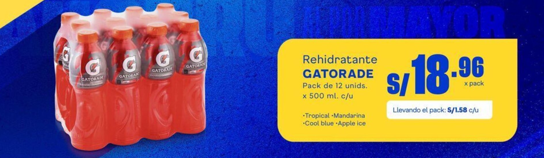 Makro Rehidratante GATORADE Pack de 12 unids. x 500 ml. c/u oferta