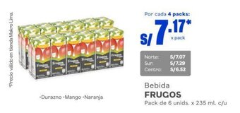 Makro Bebida FRUGOS Pack de 6 unids. x 235 ml. c/u oferta