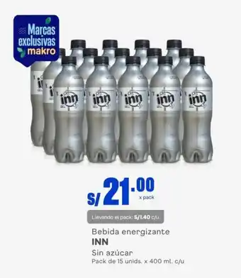 Makro Bebida energizante INN Sin azúcar Pack de 15 unids. x 400 ml. c/u oferta