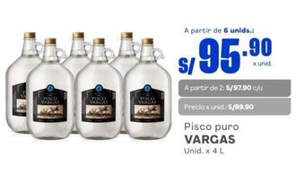 Makro Pisco puro VARGAS Unid. x 4 L oferta