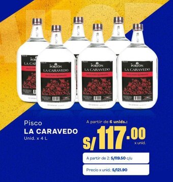 Pisco LA CARAVEDO Unid. x 4 L