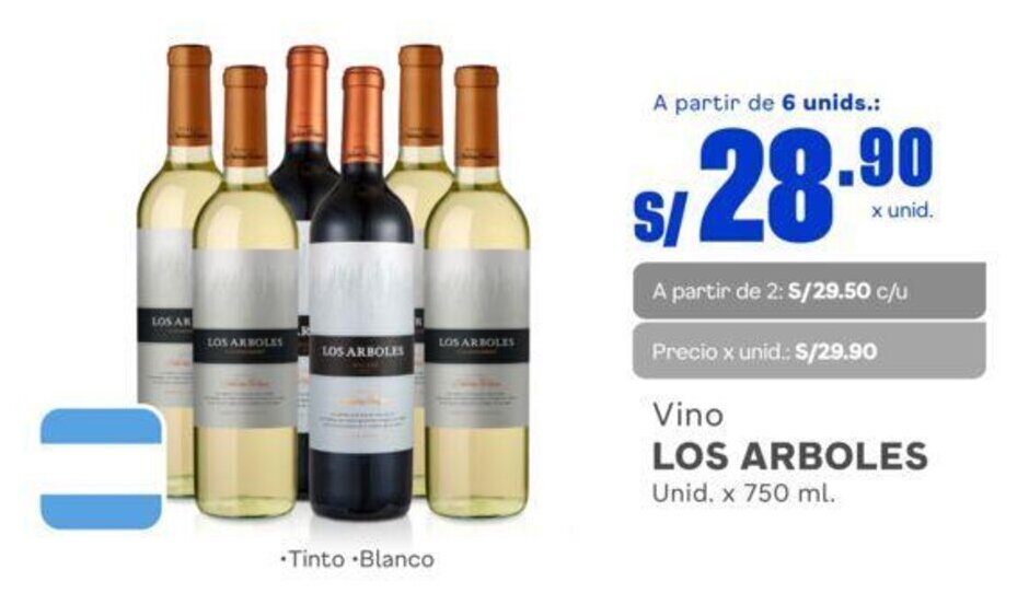 Makro Vino LOS ARBOLES Unid. x 750 ml. oferta