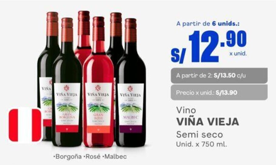 Makro Vino VIÑA VIEJA Semi seco Unid. x 750 ml. oferta