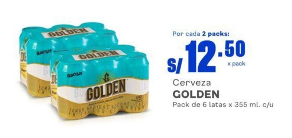 Makro Cerveza GOLDEN Pack de 6 latas x 355 ml. c/u oferta