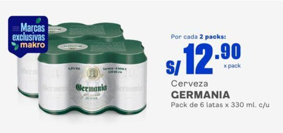 Makro Cerveza GERMANIA Pack de 6 latas x 330 ml. c/u oferta