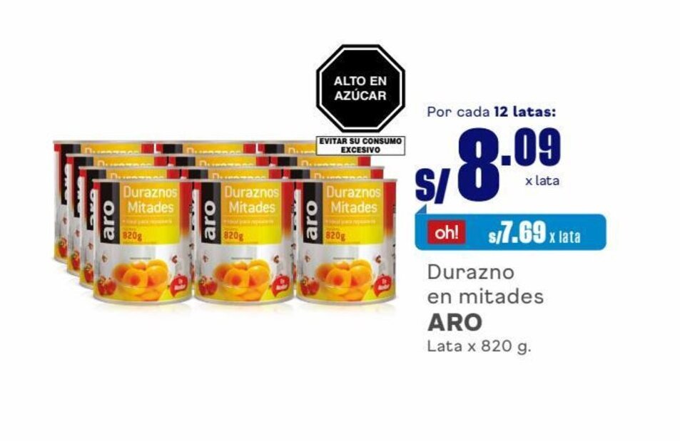 Makro Durazno en mitades ARO Lata x 820 g. oferta