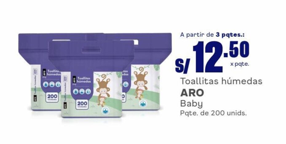 Makro Toallitas húmedas ARO Baby Pqte. de 200 unids. oferta