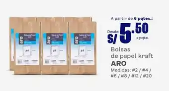 Makro Bolsas de papel kraft ARO Medidas: #2 / #4 / #6 / #8 / #12 / #20 oferta