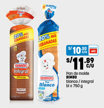 Plaza Vea Pan de molde BIMBO blanco / integral bl x 750 g oferta