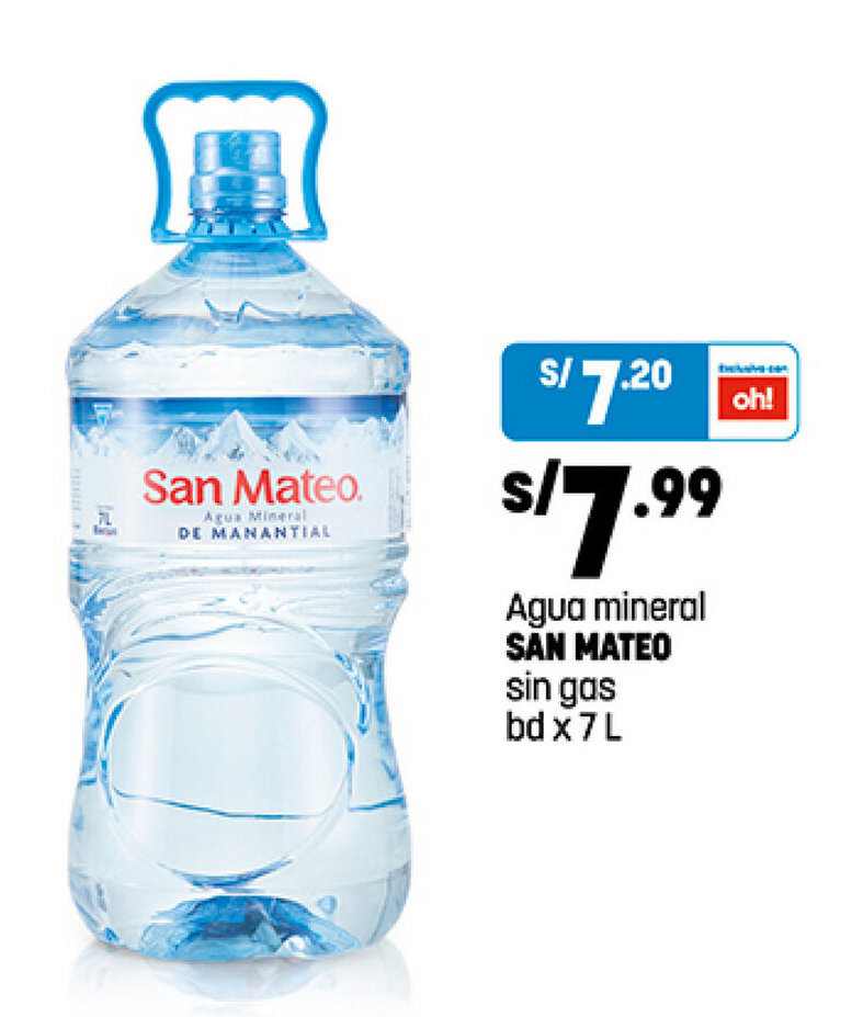 Plaza Vea Agua mineral SAN MATEO sin gas bd x 7 L oferta
