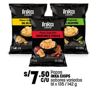 Plaza Vea Papas INKA CHIPS sabores variados bl x 135 / 142 g oferta