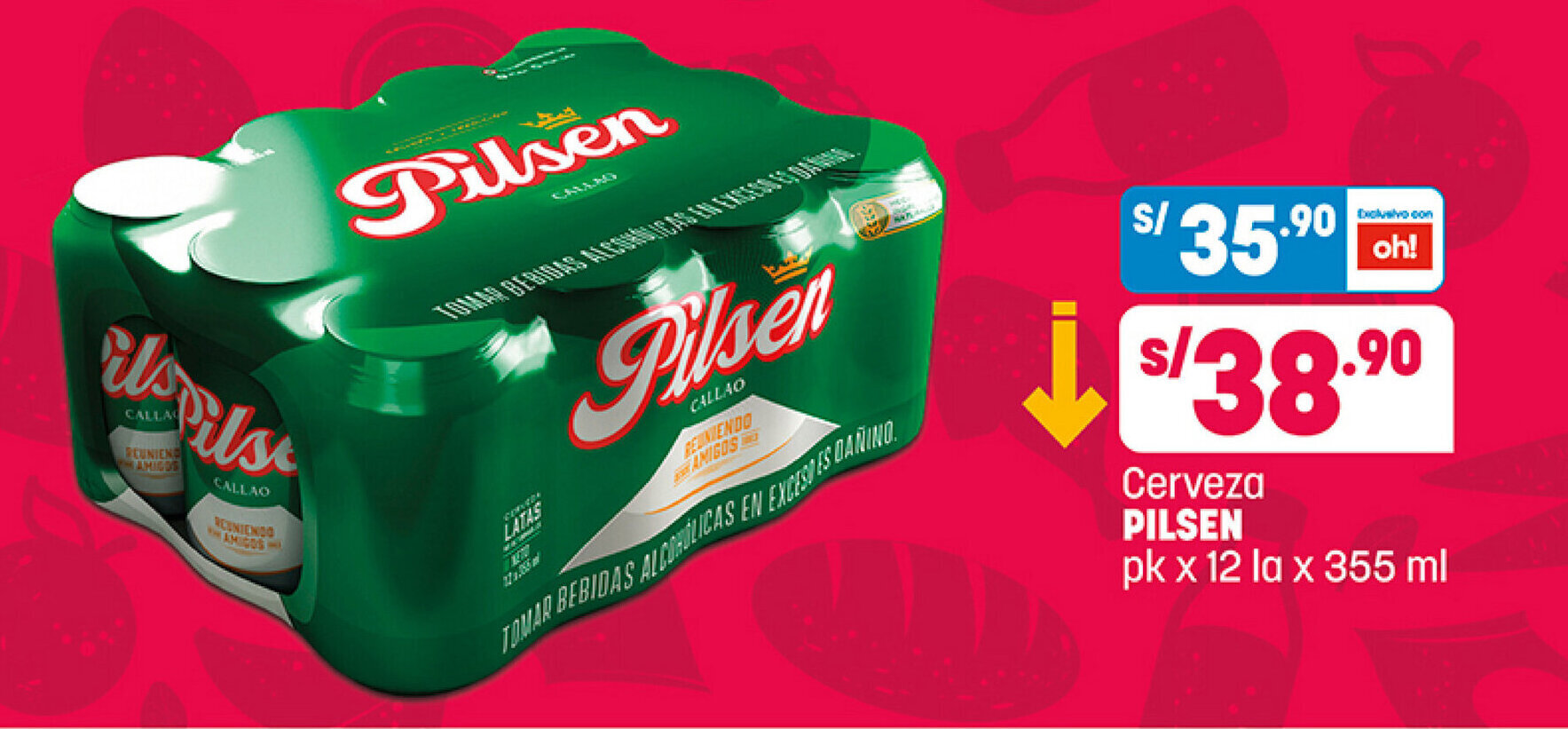 Plaza Vea Cerveza PILSEN pk x 12 la x 355 ml oferta
