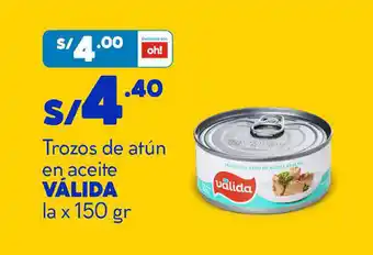 Plaza Vea Trozos de atún en aceite VÁLIDA la x 150 gr oferta
