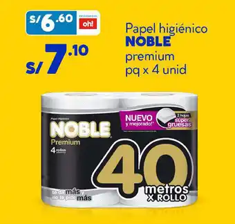 Plaza Vea Papel higiénico NOBLE premium pq x 4 unid oferta