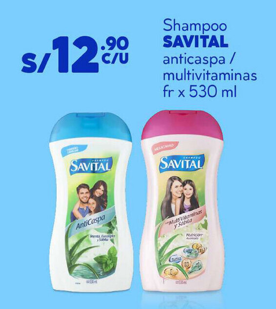 Plaza Vea Shampoo SAVITAL anticaspa / multivitaminas fr x 530 ml oferta
