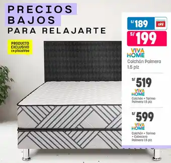 Plaza Vea VIVA HOME Colchón Palmera 1.5 plz oferta