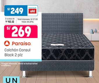 Plaza Vea Paraíso Colchón Consul Black 2 plz oferta