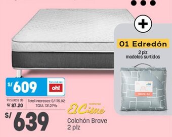 Plaza Vea El cisne Colchón Brave 2 plz oferta