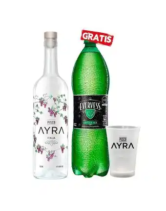 Pisco ayra italia 750ml + evervess 1.5lt + vaso