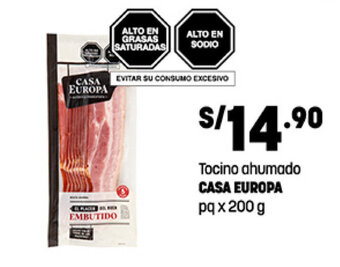 Plaza Vea Tocino ahumado CASA EUROPA pq x 200 g oferta