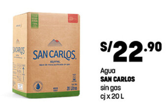 Plaza Vea Agua SAN CARLOS sin gas cj x 20 L oferta