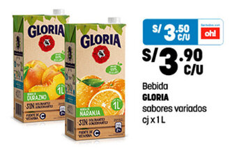 Plaza Vea Bebida GLORIA sabores variados cj x 1L oferta