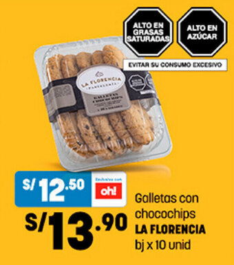 Plaza Vea Galletas con chocochips LA FLORENCIA bj x 10 unid oferta