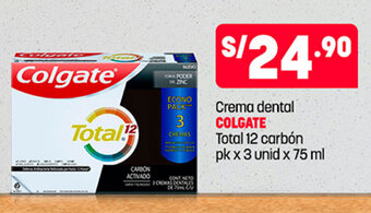 Plaza Vea Crema dental COLGATE Total 12 carbón pk x 3 unid x 75 ml oferta