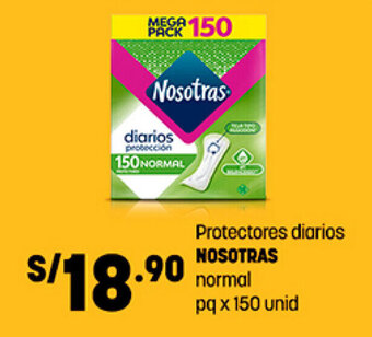 Plaza Vea Protectores diarios NOSOTRAS normal pq x 150 unid oferta